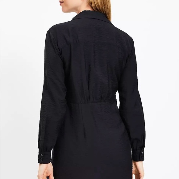 LOFT Dahlia Tie Front Mini Shirtdress - size 0P - Picture 4 of 6